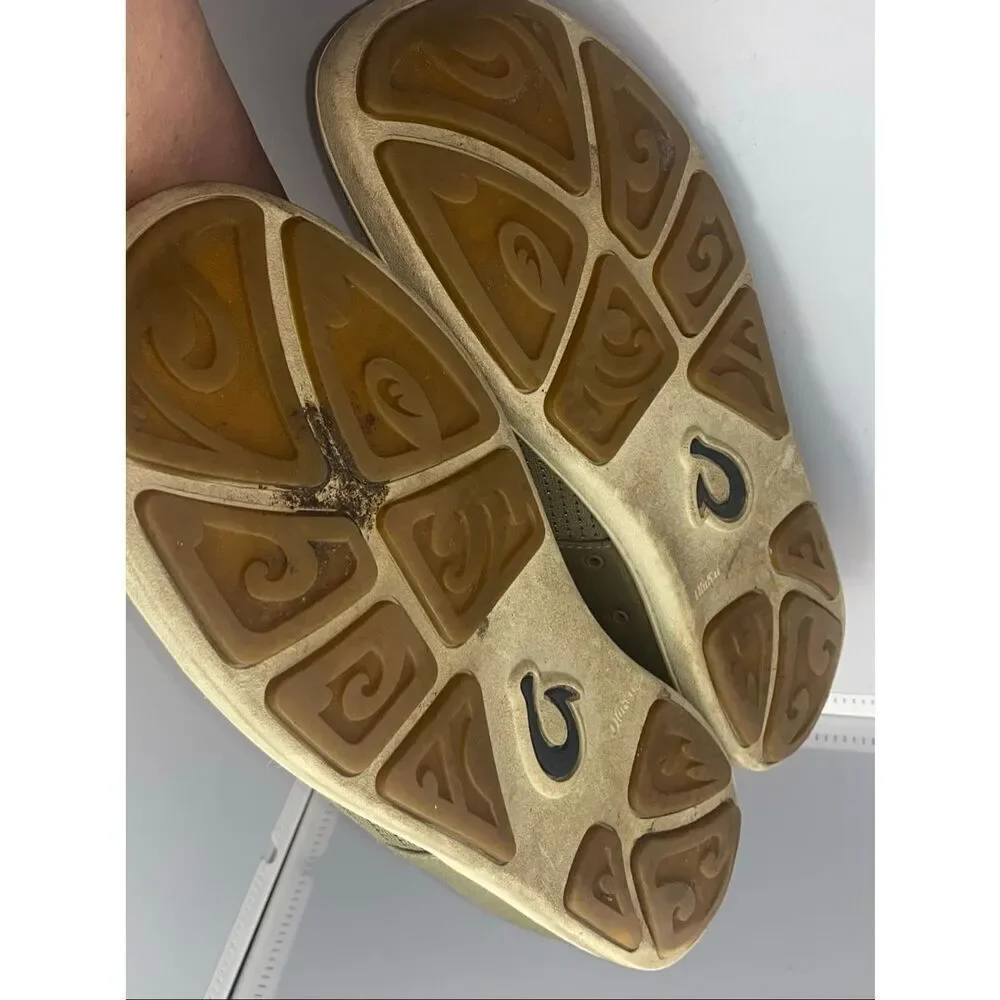 Olukai Nohea Moku Men’s Size 10 Olive Green Mesh Casual Slip-On Sneakers Shoes